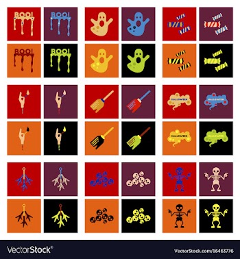 Assembly flat icons halloween boo ghost candies vector image