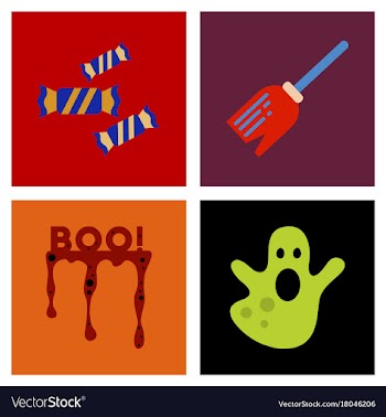 Assembly flat icons halloween boo ghost candies vector image