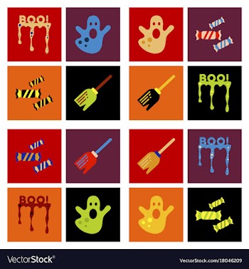 Assembly flat icons halloween boo ghost candies vector image