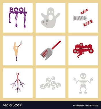 Assembly flat icons halloween boo ghost candies vector image
