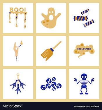 Assembly flat icons halloween boo ghost candies vector image