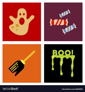 Assembly flat icons halloween boo ghost candies vector image
