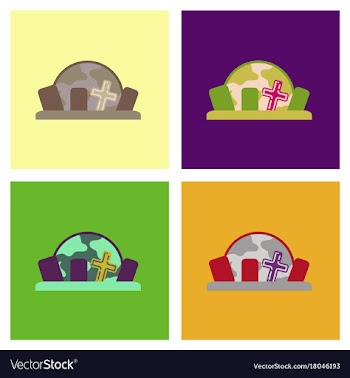 Assembly flat icons halloween cemetery full moon vector image