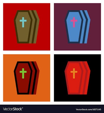 Assembly flat icons halloween coffin vector image