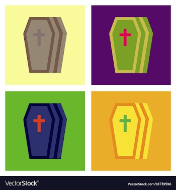 Assembly flat icons halloween coffin vector image