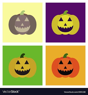 Assembly flat icons halloween emotion pumpkin vector image