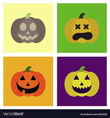 Assembly flat icons halloween emotion pumpkin vector image