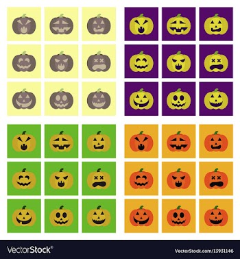 Assembly flat icons halloween emotion pumpkin vector image