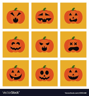 Assembly flat icons halloween emotion pumpkin vector image