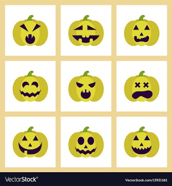 Assembly flat icons halloween emotion pumpkin vector image