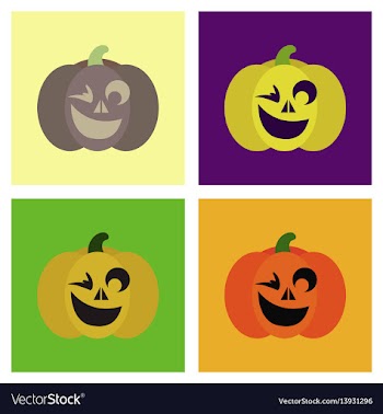 Assembly flat icons halloween emotion pumpkin vector image