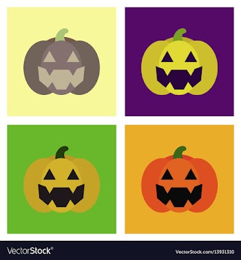 Assembly flat icons halloween emotion pumpkin vector image