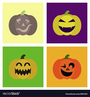 Assembly flat icons halloween emotion pumpkin vector image
