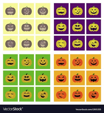 Assembly flat icons halloween emotion pumpkin vector image