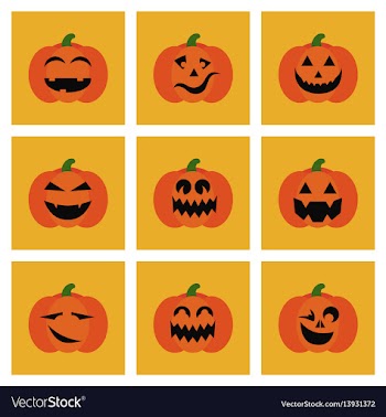 Assembly flat icons halloween emotion pumpkin vector image