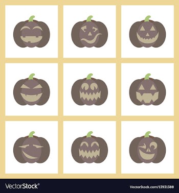 Assembly flat icons halloween emotion pumpkin vector image