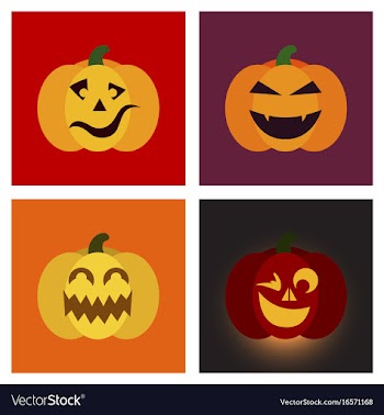 Assembly flat icons halloween emotion pumpkin vector image