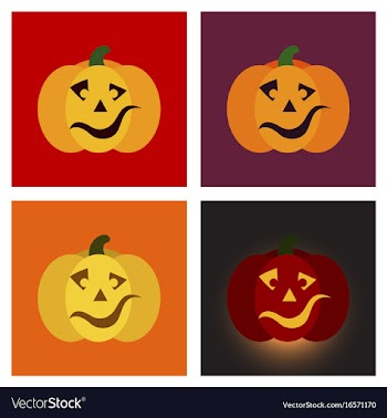 Assembly flat icons halloween emotion pumpkin vector image