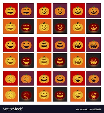 Assembly flat icons halloween emotion pumpkin vector image