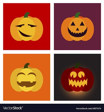 Assembly flat icons halloween emotion pumpkin vector image