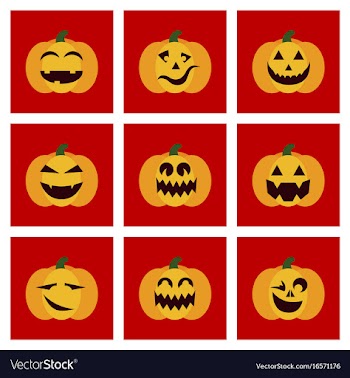 Assembly flat icons halloween emotion pumpkin vector image