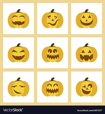 Assembly flat icons halloween emotion pumpkin vector image