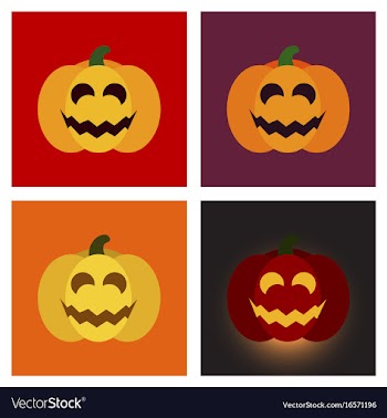 Assembly flat icons halloween emotion pumpkin vector image