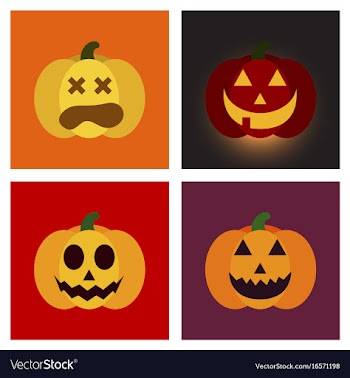 Assembly flat icons halloween emotion pumpkin vector image