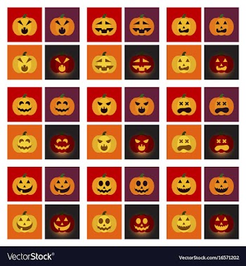 Assembly flat icons halloween emotion pumpkin vector image