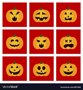 Assembly flat icons halloween emotion pumpkin vector image