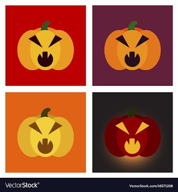 Assembly flat icons halloween emotion pumpkin vector image