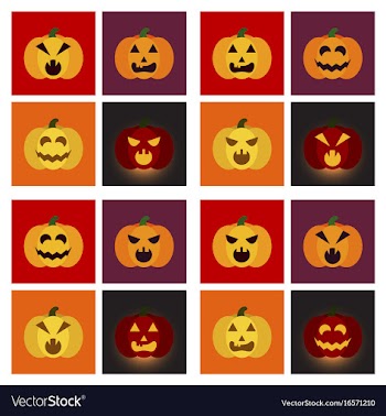 Assembly flat icons halloween emotion pumpkin vector image