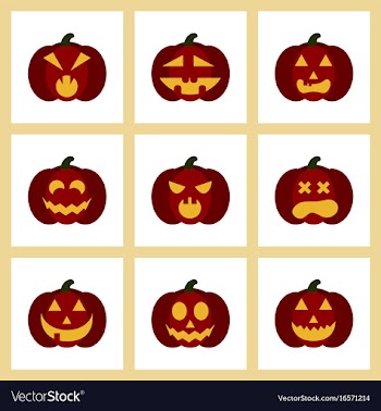 Assembly flat icons halloween emotion pumpkin vector image