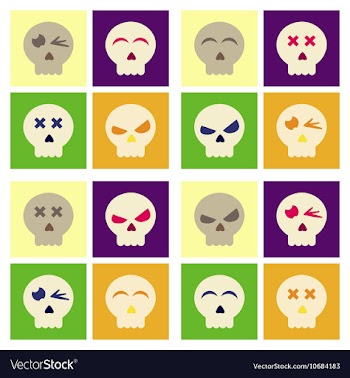 Assembly flat icons halloween emotion skull vector image