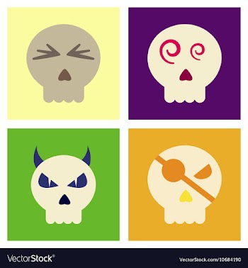 Assembly flat icons halloween emotion skull vector image