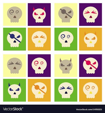 Assembly flat icons halloween emotion skull vector image