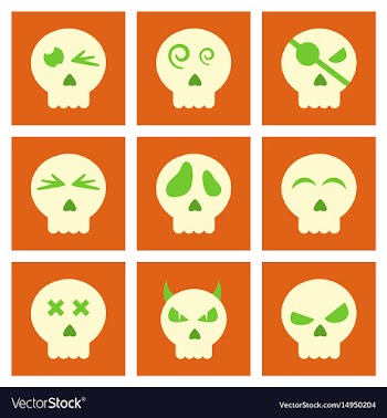 Assembly flat icons halloween emotion skull vector image