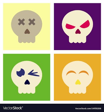 Assembly flat icons halloween emotion skull vector image