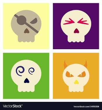 Assembly flat icons halloween emotion skull vector image