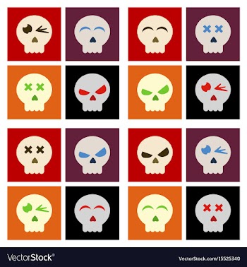 Assembly flat icons halloween emotion skull vector image