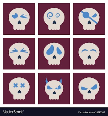 Assembly flat icons halloween emotion skull vector image