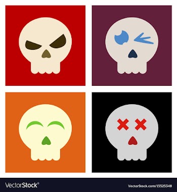 Assembly flat icons halloween emotion skull vector image