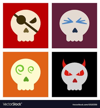 Assembly flat icons halloween emotion skull vector image