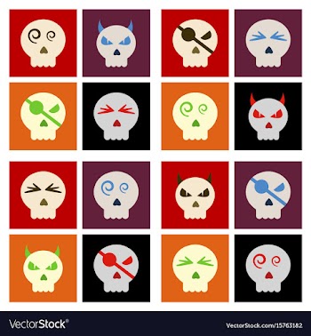 Assembly flat icons halloween emotion skull vector image