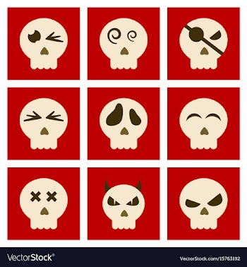 Assembly flat icons halloween emotion skull vector image