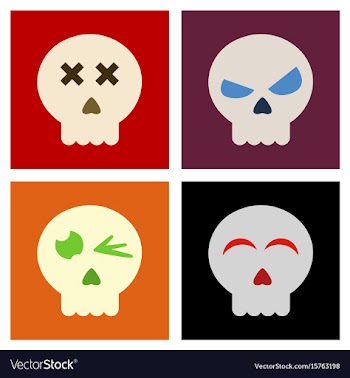Assembly flat icons halloween emotion skull vector image