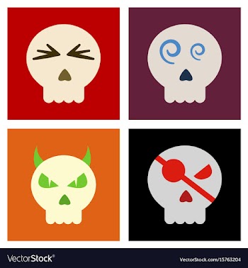 Assembly flat icons halloween emotion skull vector image