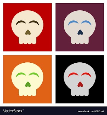 Assembly flat icons halloween emotion skull vector image