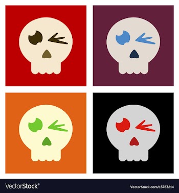 Assembly flat icons halloween emotion skull vector image