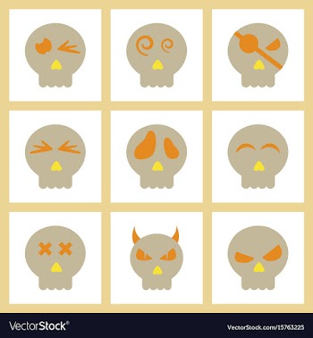 Assembly flat icons halloween emotion skull vector image